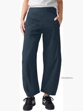 Elastic Waist Ankle Pants Baggy Curved Tapered Leg Barrel Travel Pants with